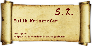 Sulik Krisztofer névjegykártya
